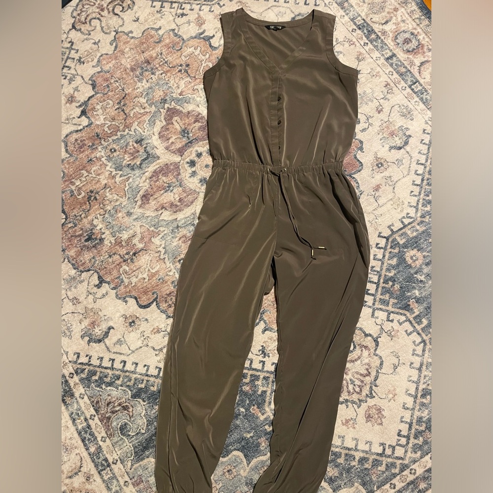 Express Olive Sleeveless Jumpsuit